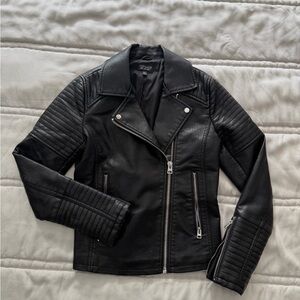 Topshop Quilted Black Faux Leather Jacket